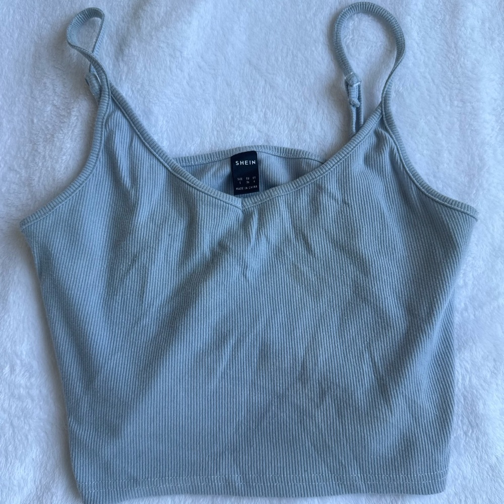 SHEIN Sky Blue Ribbed Camisole